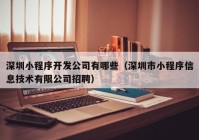 深圳小程序開(kāi)發(fā)公司有哪些（深圳市小程序信息技術(shù)有限公司招聘）