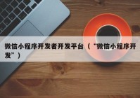 微信小程序開(kāi)發(fā)者開(kāi)發(fā)平臺（“微信小程序開(kāi)發(fā)”）