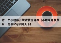 做一個(gè)小程序開(kāi)發(fā)收費價(jià)目表（小程序開(kāi)發(fā)費用一覽表v5g華網(wǎng)天下）