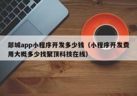 郯城app小程序開(kāi)發(fā)多少錢(qián)（小程序開(kāi)發(fā)費用大概多少找聚頂科技在線(xiàn)）