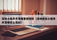 深圳小程序開(kāi)發(fā)哪里做得好（深圳微信小程序開(kāi)發(fā)哪家公司好）